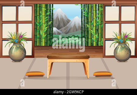 Living room in Japanese style Stock Vector