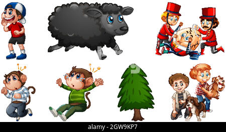 Set of different nursery rhyme character isolated on white background Stock Vector