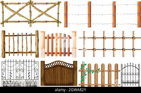 Different designs of fence Stock Vector