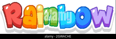 Font design for word rainbow in rainbow color Stock Vector