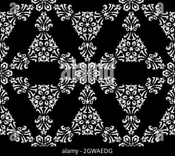 Vector Seamless Pattern with Filigree Damasks. Black and White. Decorative texture. Mehndi patterns. For fabric, wallpaper, venetian pattern,textile Stock Vector