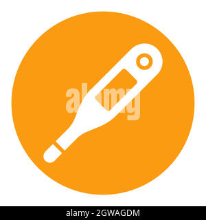 Electronic medical thermometer vector white glyph icon Stock Vector