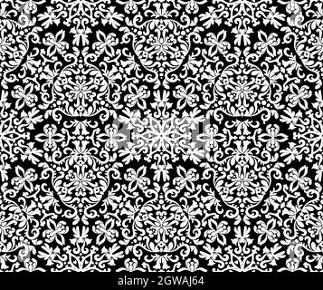 Excellent Oriental Ornament Seamless Pattern. Black and White. Decorative texture. Mehndi patterns. For fabric, wallpaper, venetian pattern,textile Stock Vector