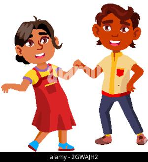Boy And Girl Kids Dancing Rhythmic Dance Vector Stock Vector Image ...