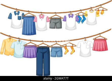 Isolated clothes hanging on white background illustration Stock Vector  Image & Art - Alamy