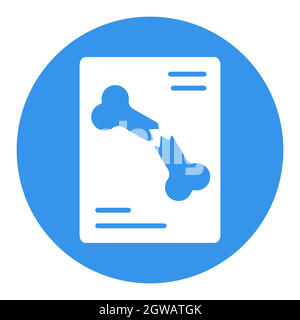 Bone fracture X-ray scan vector white glyph icon Stock Vector