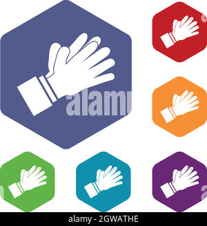 Clapping applauding hands icons set Stock Vector