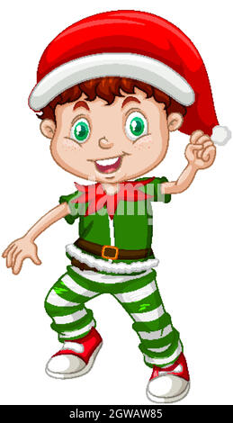 Cute boy wearing Christmas costumes cartoon character Stock Vector