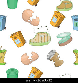 Garbage pattern, cartoon style Stock Vector