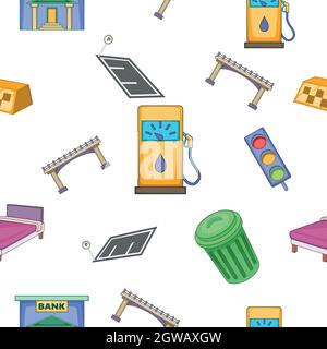 Public building pattern, cartoon style Stock Vector