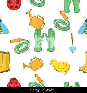 Garden maintenance pattern, cartoon style Stock Vector