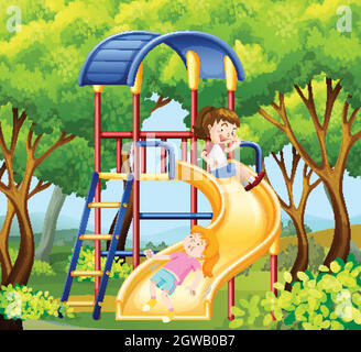 Two friends in a park illustration Stock Vector Image & Art - Alamy