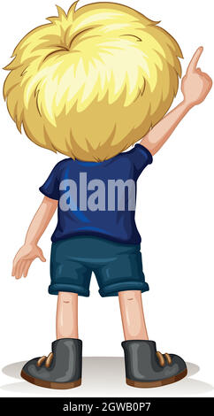 Back of little boy pointing up Stock Vector