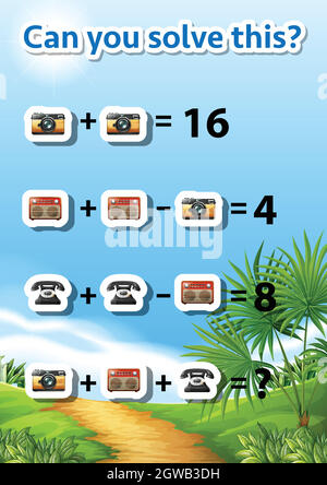 Can you solve this maths problem Stock Vector