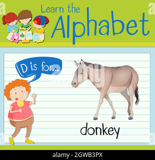 Flashcard letter D is for donkey Stock Vector