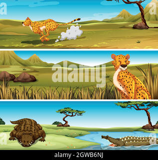 Wild animals in the field Stock Vector