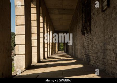 The colonnades of one of the magnificent seven Victorian cemeteries in London, UK. Stock Photo