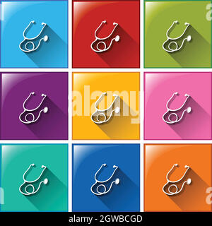 Buttons with stethoscopes Stock Vector