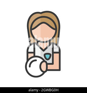 Female soccer player avatar. Woman playing sport character. Profile user, person. People icon. Vector illustration Stock Vector