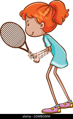 A sketch of a female tennis player Stock Vector