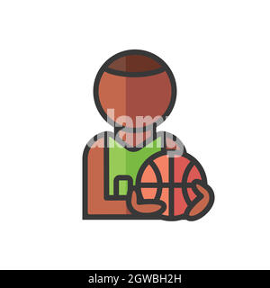 Basketball black player avatar. Man playing sport. Profile user, person. People icon. Vector illustration Stock Vector