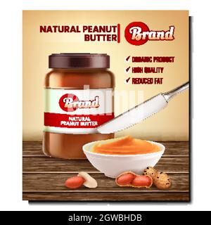 Natural Peanut Butter Promotional Poster Vector Stock Vector