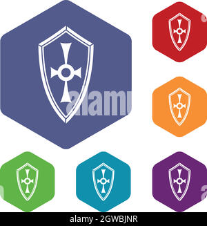 Shield icons set Stock Vector