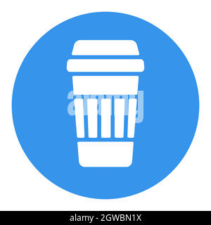 Takeaway paper coffee cup vector white glyph icon Stock Vector