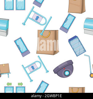 Shop pattern, cartoon style Stock Vector