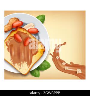 Natural Peanut Butter Promotional Banner Vector Stock Vector