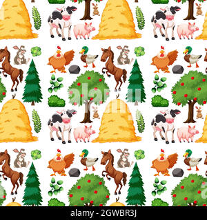 Farm animal group seamless pattern Stock Vector