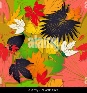 Autumn leaves bed pattern. Vector illustration Stock Vector