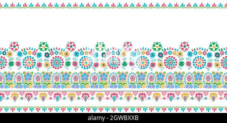 Hungarian vector embroidery pattern for borders, isolated on white background Stock Vector