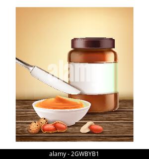 Natural Peanut Butter Promotional Poster Vector Stock Vector