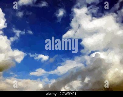Clouds over a blue sky painted background. Vector Illustration. Stock Vector