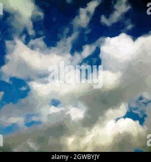 Clouds over a blue sky painted background. Vector Illustration. Stock Vector