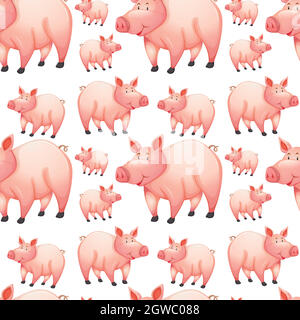 Seamless background with farm pigs Stock Vector