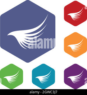 Wing icons 9 set Stock Vector Image & Art - Alamy