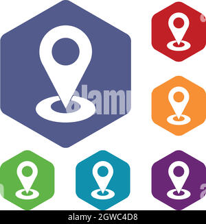 Map pointer icons circle set vector isolated on white background Stock ...