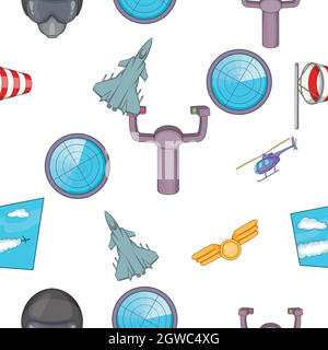 Aircraft pattern, cartoon style Stock Vector