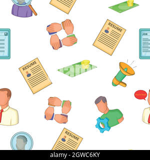 Job search pattern, cartoon style Stock Vector