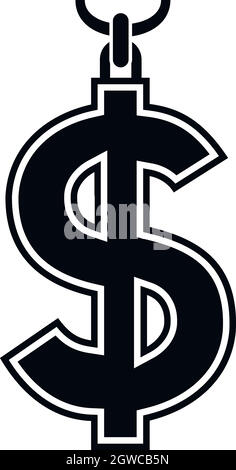 Necklace of dollar symbol icon, simple style Stock Vector