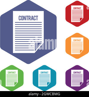 Contract icons set Stock Vector