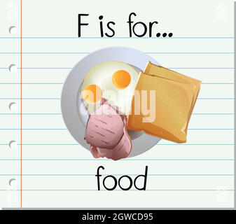 Flashcard letter F is for food Stock Vector