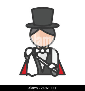Magician avatar. Illusionist man. Profile user, person. People icon. Vector illustration Stock Vector