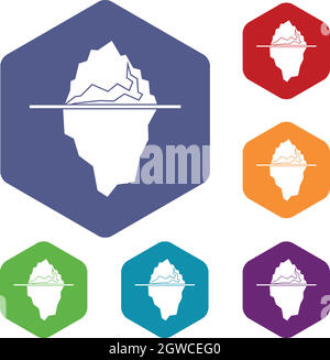 Iceberg icons set Stock Vector