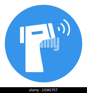 Contactless Infrared Thermometer vector white glyph icon Stock Vector