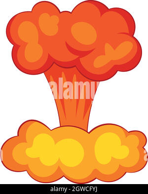 Explosion of nuclear bomb icon, cartoon style Stock Vector