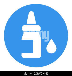 Eye drops vector white glyph icon. Nasal drops Stock Vector
