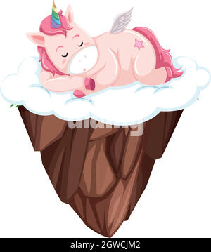 A unicorn sleeping on sky Stock Vector